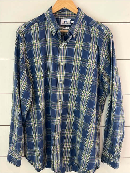 Southern Tide Other - Southern Tide Navy and Green Plaid Button-Down Shirt Classic Fit